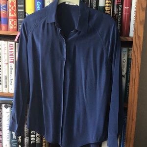 Everlane navy blue silk blouse